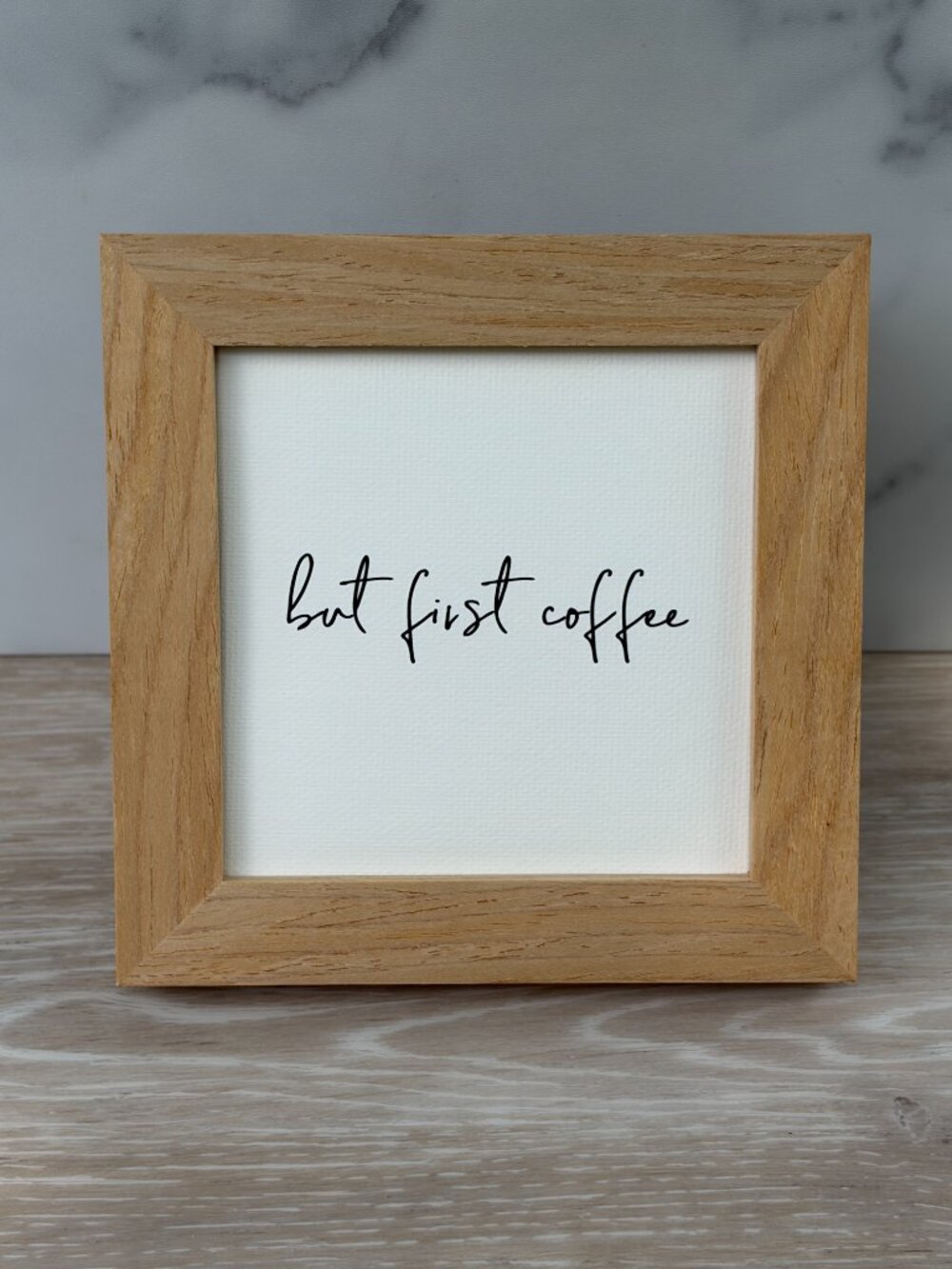 But First Coffee Mini Framed Canvas Art 4x4 Natural Rustic Kitchen Tiered Tray